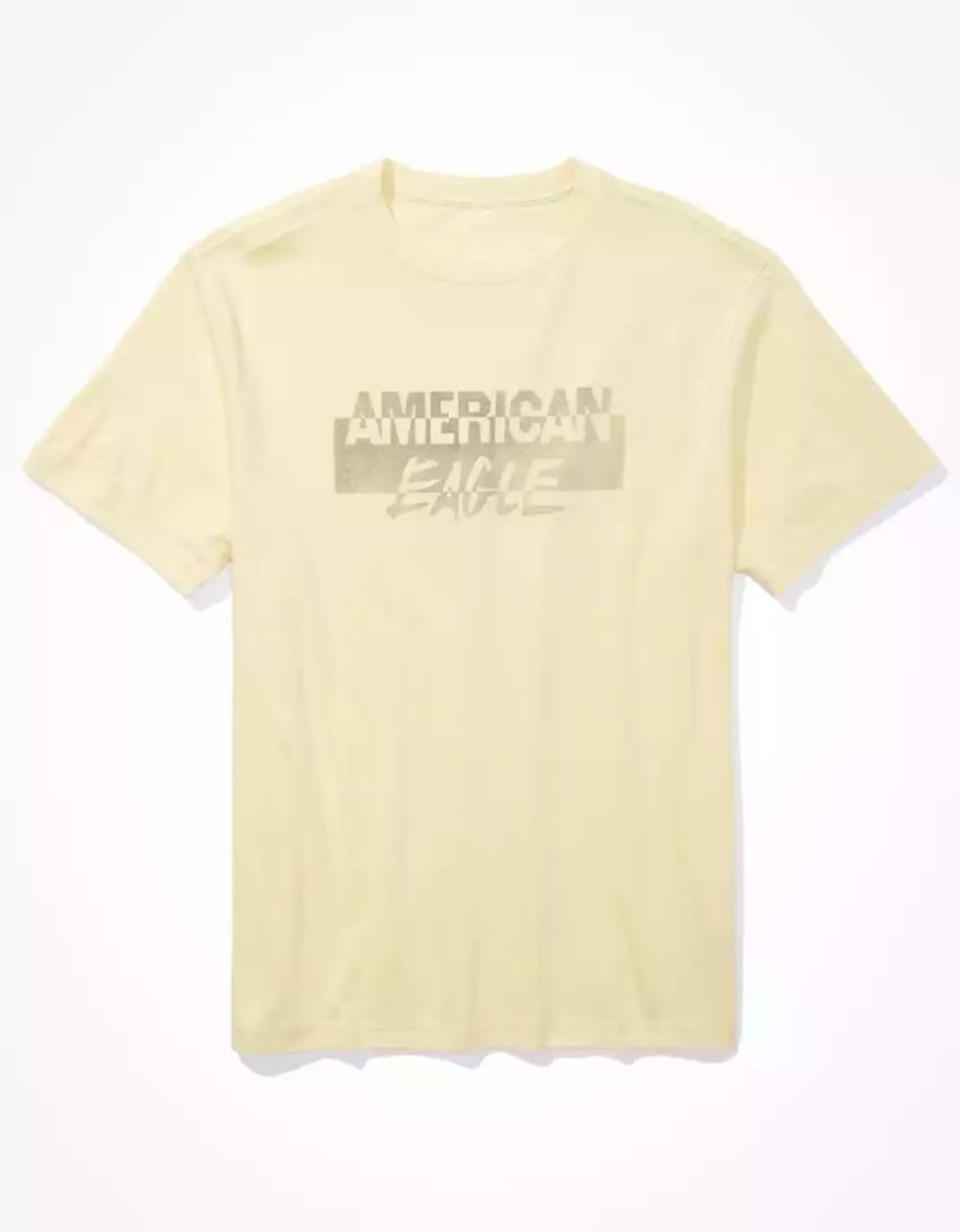 T Shirt Graphique American Eagle AE Super Soft Logo Jaune Homme | JZK-62120201